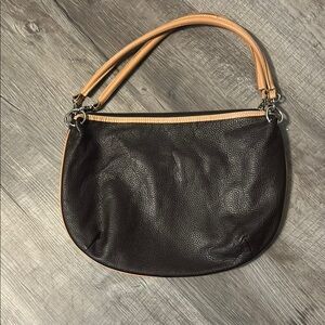 Elegant Brown Leather Leather Shoulder Bag by Maxx New York